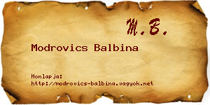Modrovics Balbina névjegykártya